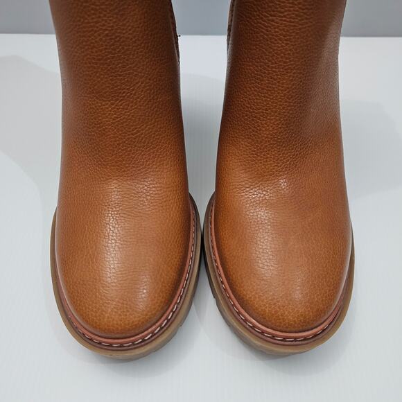 NEW Tory Burch Carson 70MM Ankle Boot Womens 10 Caramel Platform Heel Chelsea - Picture 6 of 16